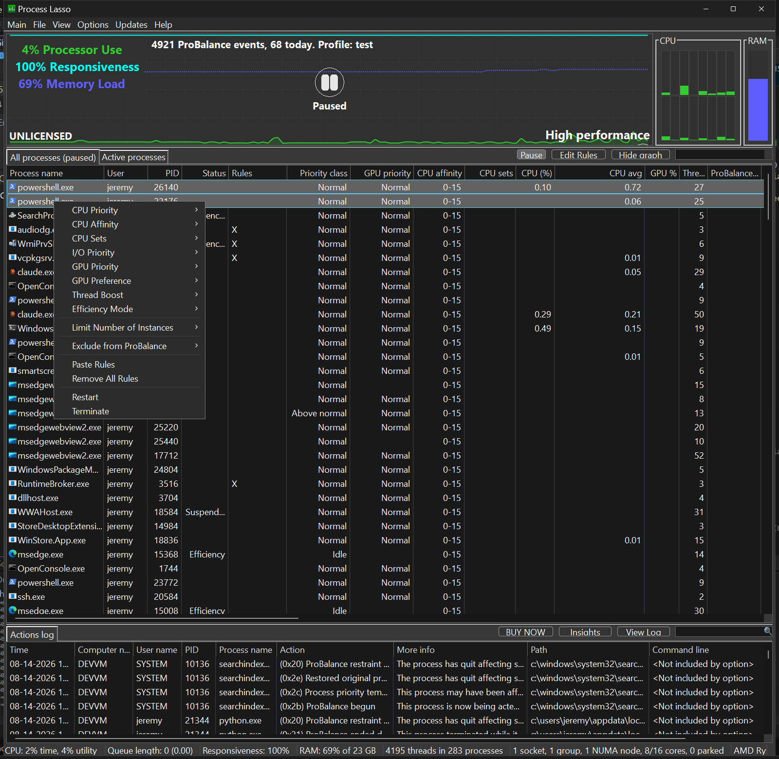 Process Lasso Terminate Multiple Processes at once