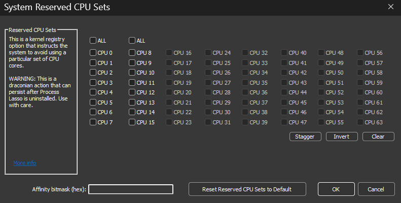 System Reserved CPU Sets Tool