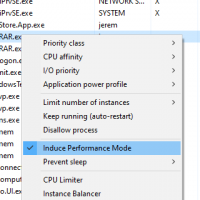 Induce Performance Mode process context menu item