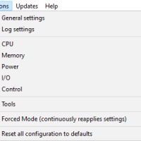 Options menu categories
