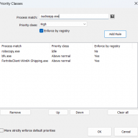Persistent CPU Priority Classes