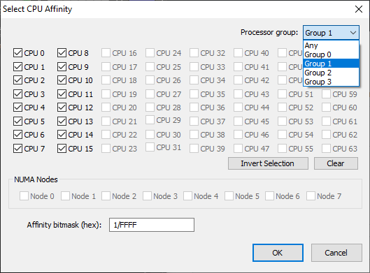 CPU Affinities with Processor Group Specification