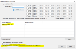 Default CPU Affinity Command Line Matching in Process Lasso v9.0.0.447