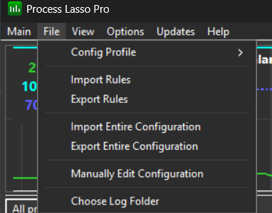 Import and export rules or the entire configuration.