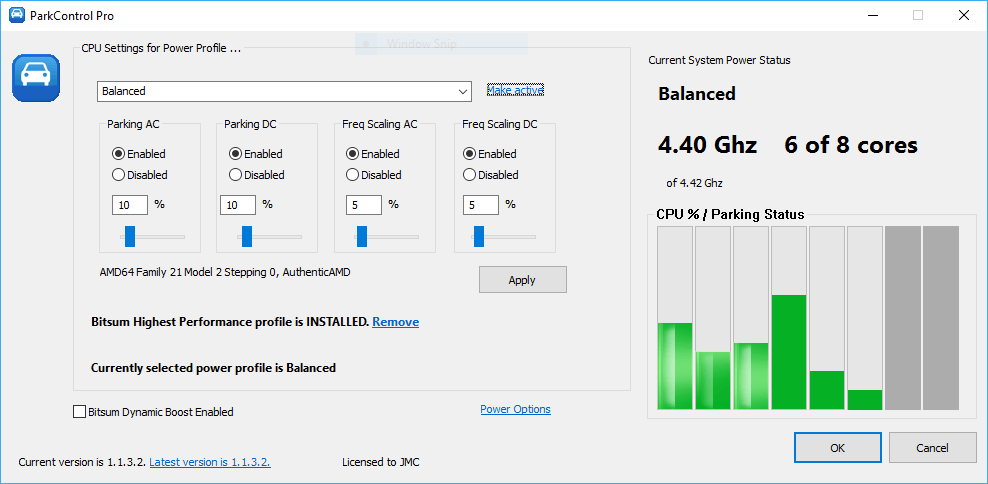 ParkControl – Tweak CPU Core Parking and More