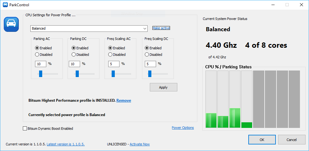 ParkControl – Tweak CPU Core Parking and More