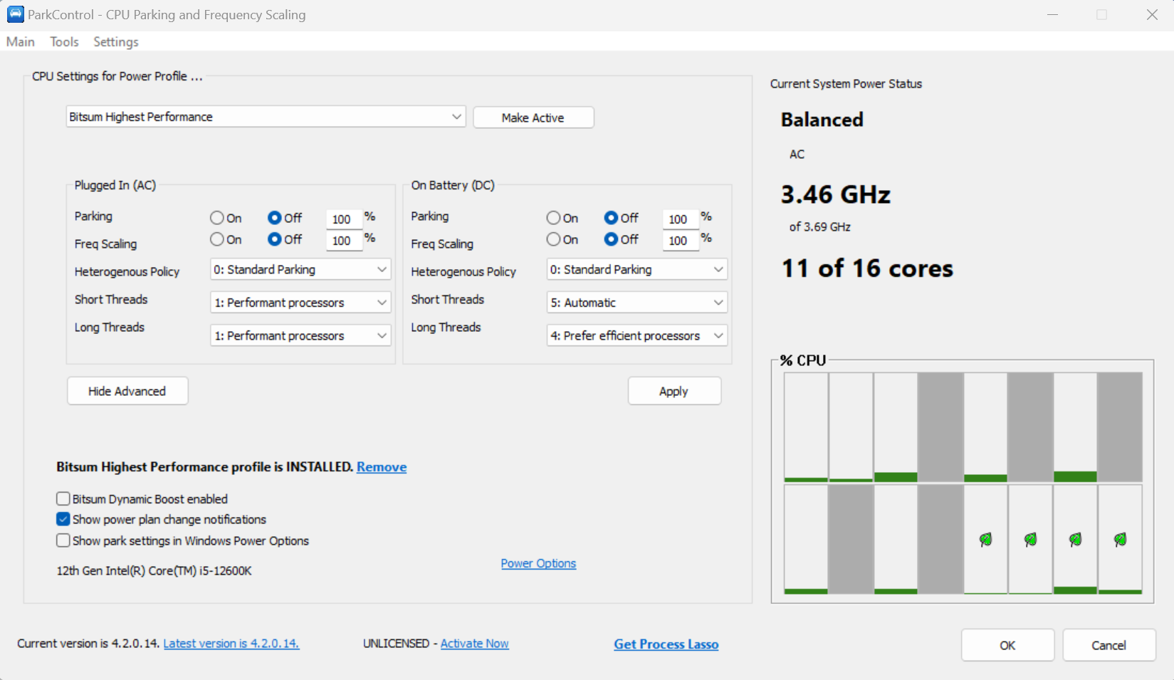 Parkcontrol Tweak Cpu Core Parking And More