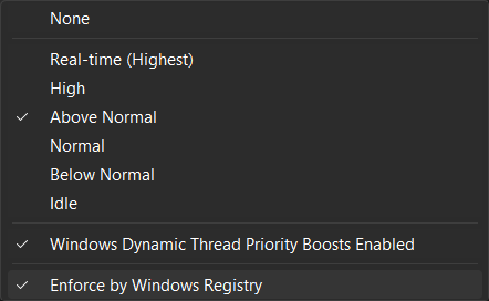 Sticky priorities with "Enforce by Windows Registry" option