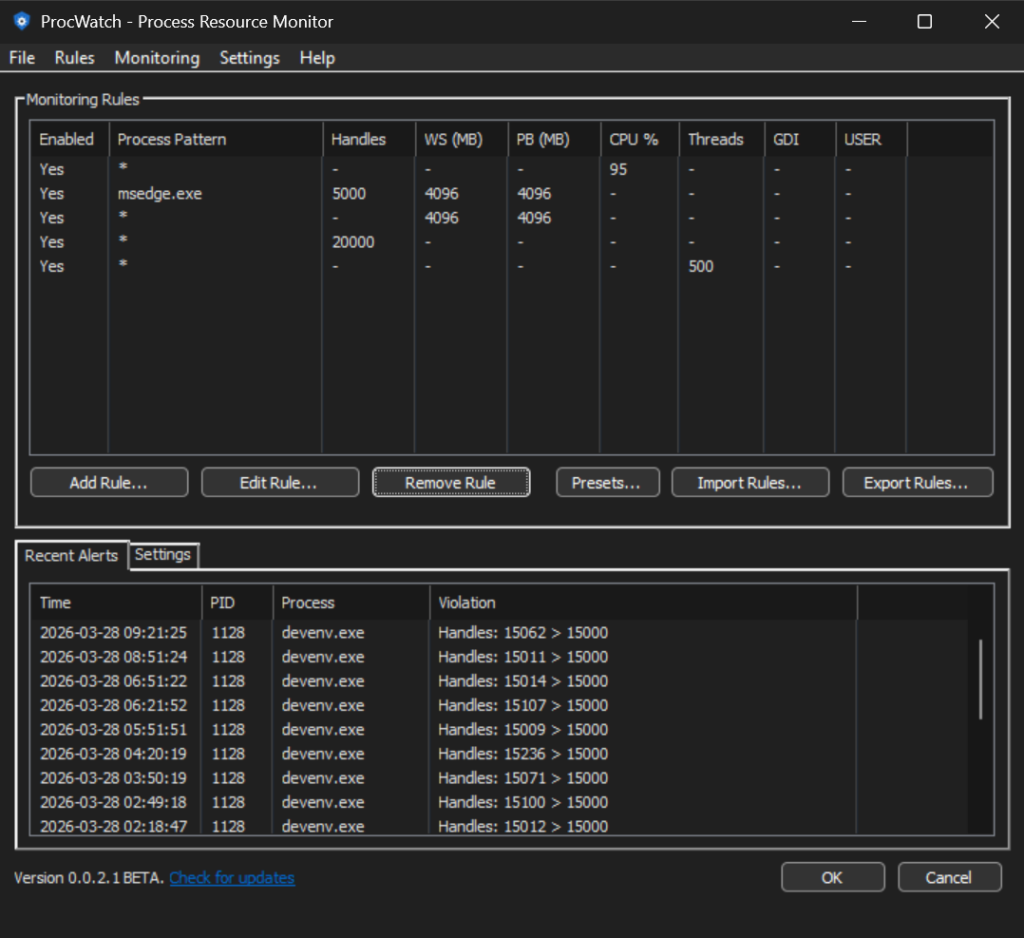 ProcWatch screenshot