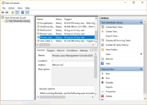 Finding Process Lasso GUI in Task Scheduler