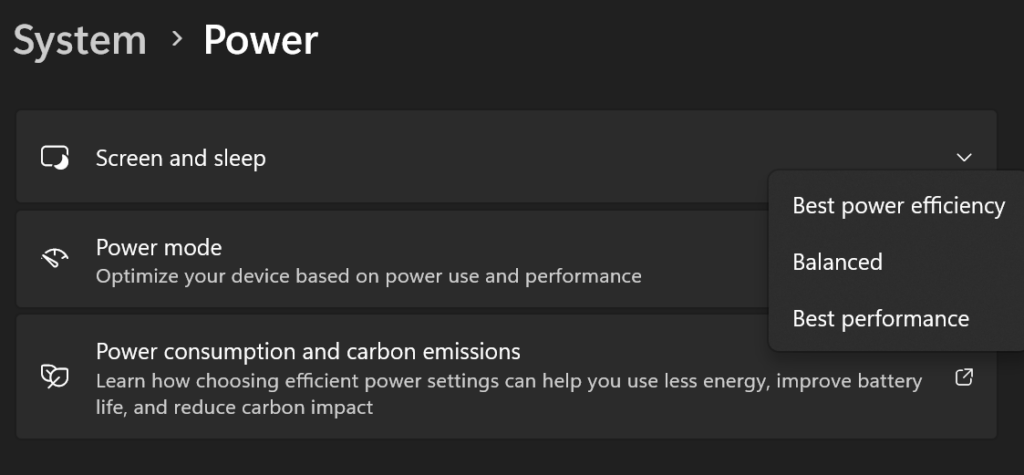 Windows Power Modes